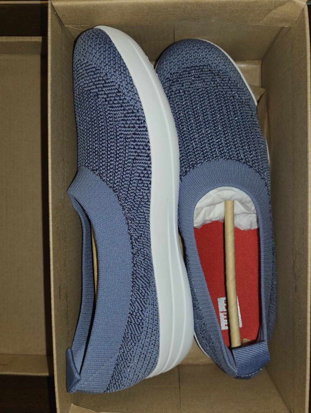 Fitflop Uberknit Slip-On Ballerina - Powder Blue/Aurora Blue
